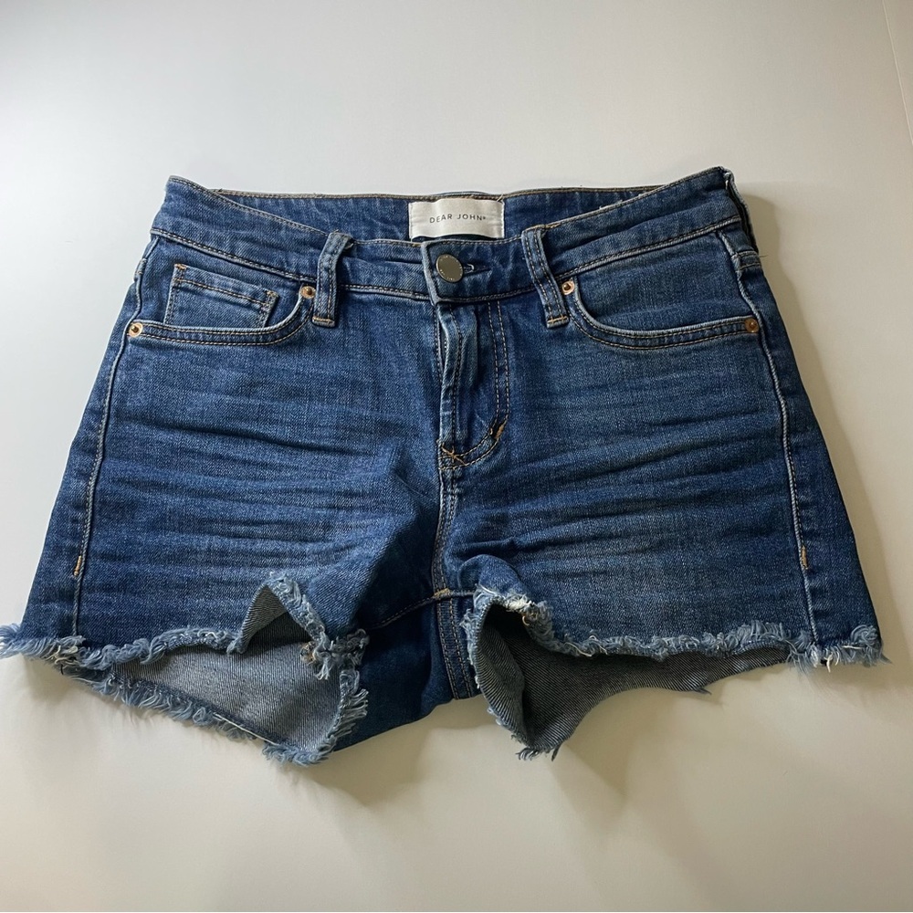 Dear John Gigi Denim‎ Cutoff Shorts Medium Wash Minimalist Festival Summer Sz 25
